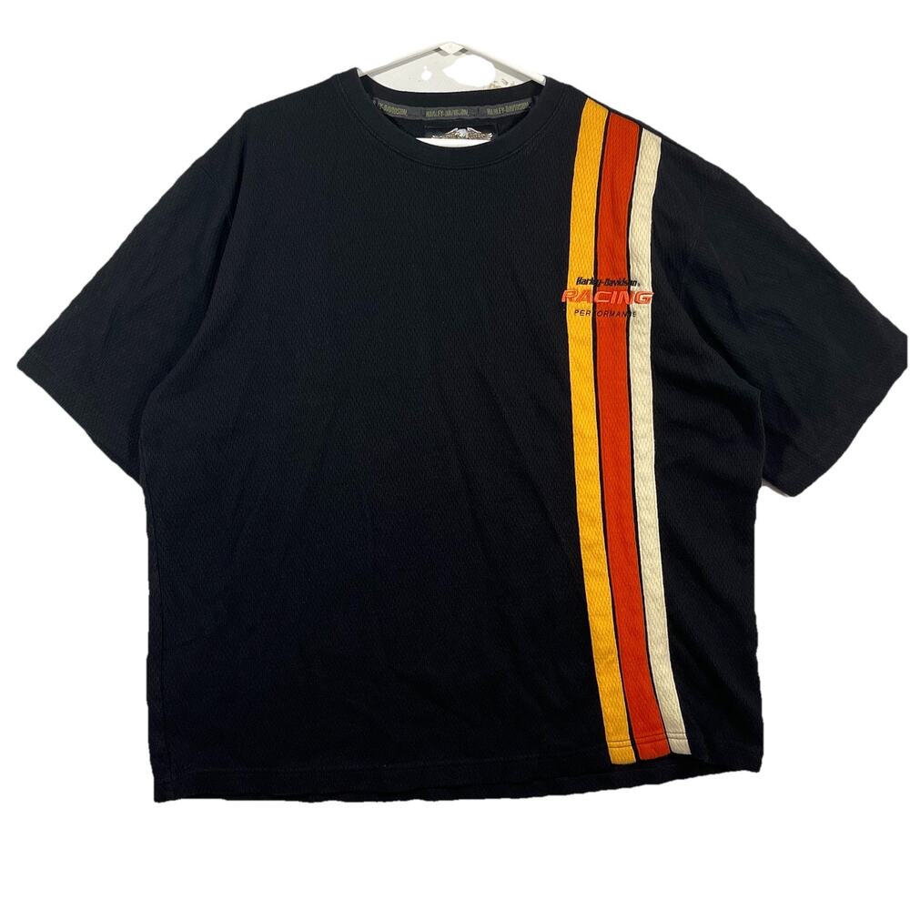Harley Davidson Racing Shirt XL Black Striped Performance Tee